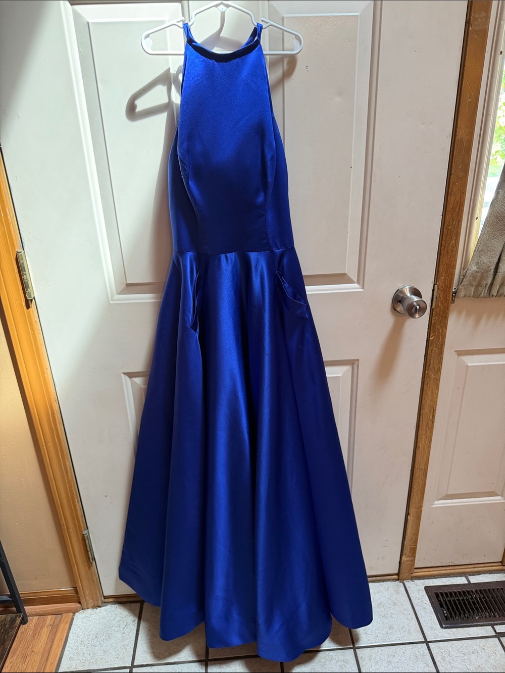 Women’s Royal Blue Halter Ball Gown Dress